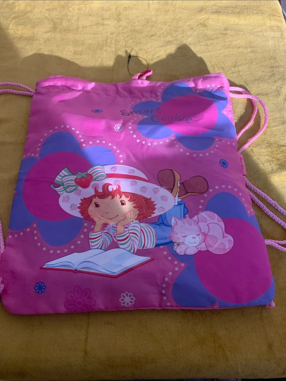 Pink 'Smart Cookie' Strawberry Shortcake Drawstring Bag